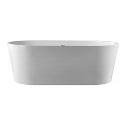 Randolph Morris - Mia Acrylic Double Ended Freestanding Tub, White / Polished Brass Drain, 60 Inch - Bathtubs