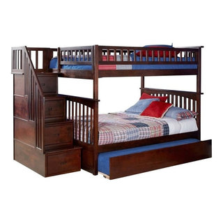 AFI Columbia Twin Over Twin Staircase Trundle Solid Wood Bunk Bed in ...