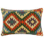 Bareens Designer Rugs - Turkish Rustic Bryan Hand Woven Kilim Pillow - Embellish your home with this timeless casual chic handmade Southwestern Kilim throw pillow covers made with wool and cotton. Constructed on a loom by Nomad Turkman people with hand spun wool and Natural Vegetable dyes these beautiful Kilim pillow covers are known for their beautiful repetitive geometrical, naturalistic floral and traditional patterns yet still giving it a moden look. Masterfully artisan-crafted on traditional Kilim looms with a contemporary fashion palette producing bold intricate sharp patterns making them a standout piece in any decor.