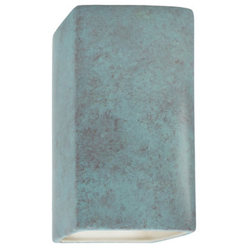 Ambiance, Small Rectangle, Closed Top Wall Sconce, E26, Incandescent, Verde Patina