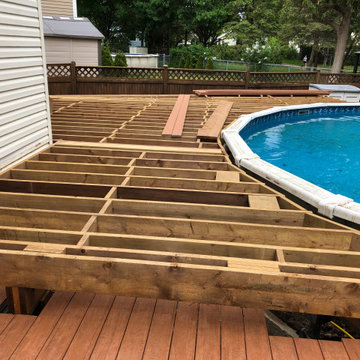 Azek Cypress and Dark hickory deck around pool