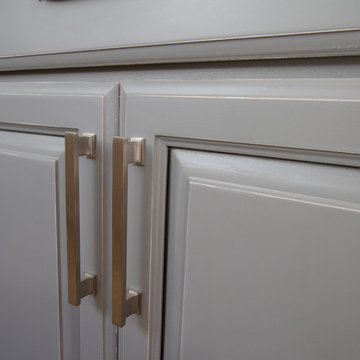 Gray painted kitchen cabinets