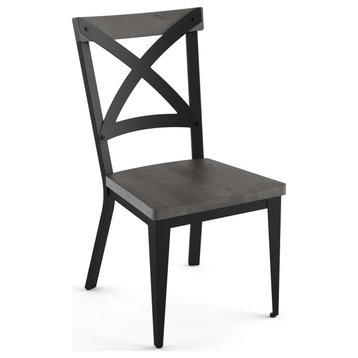 Amisco Jasper Dining Chair, Grey Distressed Wood / Black Metal