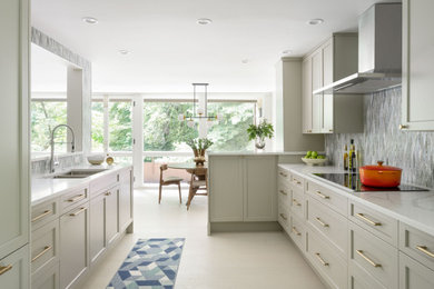 Example of a transitional kitchen design in Boston