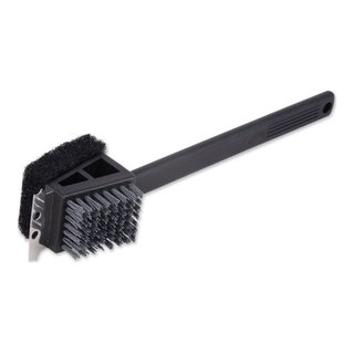 Dyna-Glo 18 Flat Top Grill Brush with Palmyra Bristles and Stainless Steel  Scraper - Black