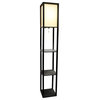 Simple Designs Floor Lamp Etagere Organizer Storage Shelf With Linen Shade Black