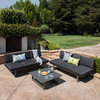 GDF Studio 3-Piece Brandy Outdoor Sofa Set, Dark Gray/Gray
