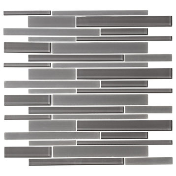 12"x12" Taupe Gray Glass Strip Mosaic