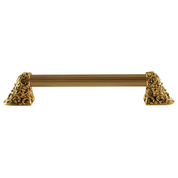 Acanthus Appliance Pull, 24k Satin Gold, 14", Fluted