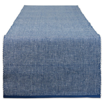 Dii Navy and White 2-Tone Ribbed Table Runner