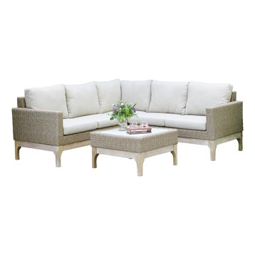 4-Piece Antique Eucalyptus and Wheat Wicker Sectional