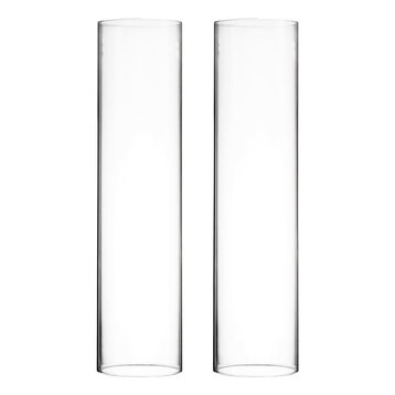 Glass Chimney Shade Hurricane Candle Holder Tube Taper, 4"x18", Set of 4