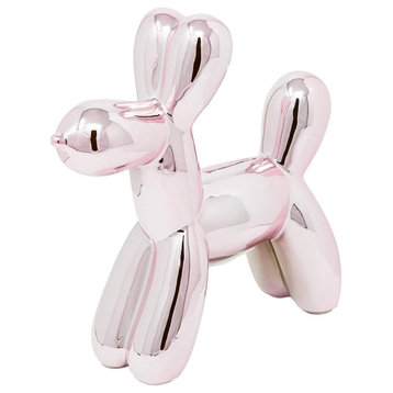 Interior Illusions Plus Mini Ceramic Dog Piggy Bank - 7.5" tall, Pink