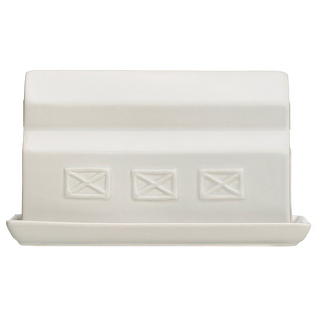 Matte Gray Stoneware Barn Butter Dish