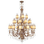 Livex Lighting - La Bella Chandelier, Hand-Painted Vintage Gold Leaf - A neoclassical influence is merged with the glamour of high fashion in this beautiful foyer chandelier. The exquisite look features generous scrolls topped with a warm glow from the hand crafted gold dusted glass shades. K9 crystal accents further decorate the intricate frame which comes in a rich vintage gold leaf finish.