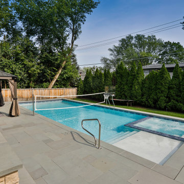 Northbrook, IL Rectilinear Pool with Interior Hot Tub