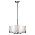 Forte - Forte 2731-03-55 Shaw, 3 Light Drum Pendant, Brushed Nickel/Satin Nickel - The Shaw transitional stem hung pendant comes in bShaw 3 Light Drum Pe Brushed Nickel Satin *UL Approved: YES Energy Star Qualified: n/a ADA Certified: n/a  *Number of Lights: 3-*Wattage:75w Medium Base bulb(s) *Bulb Included:No *Bulb Type:Medium Base *Finish Type:Brushed Nickel