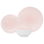 Godinger - Ripple 12 Piece Dinnerware Set, Service for 4, Pink - Elevate everyday dining with this dinnerware set. A distinct swirl with watercolor wash this durable stoneware construction ensures lasting use. Versatile and casual, it's a family-friendly collection suited for breakfast, dinner, and every meal in between.