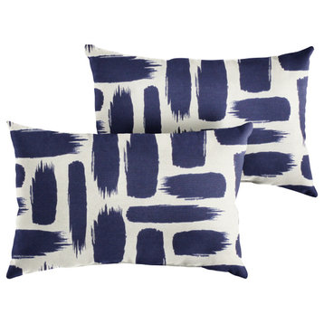 Blue Graphic Outdoor Pillow Set, 12x24