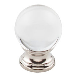 Top Knobs - Clarity Clear Glass Round Knob 1 3/16", Polished Nickel Base - Cabinet And Drawer Knobs