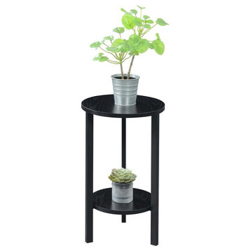 Convenience Concepts Graystone 24-Inch Plant Stand in Black Wood and Metal Frame