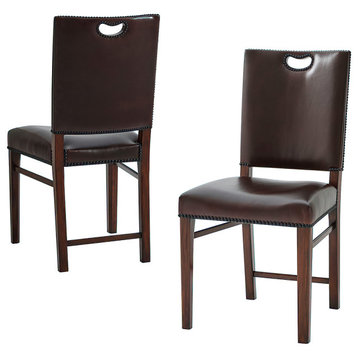 Leather Upholstered Campaign Side Chair