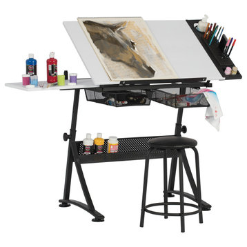 Fusion Craft Art Center with 24" Tray, Charcoal, White