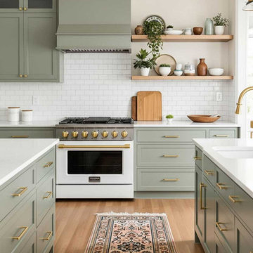 Janska 36 inch Gas Range - White with Gold Accents