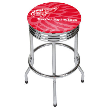 NHL Chrome Ribbed Bar Stool, Detroit Red Wings
