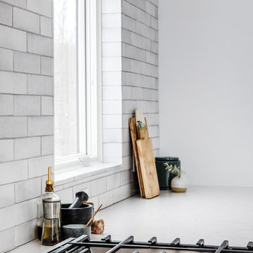 Cool Neutral Brick Kitchen