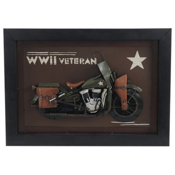WWII Harley Motorcycle Wall Sculpture