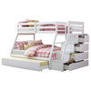 ACME Jason Wooden Twin/Full Bunk Bed with Storage Ladder/Trundle in White