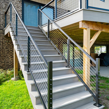 Curved Cable railing and Elevated Deck