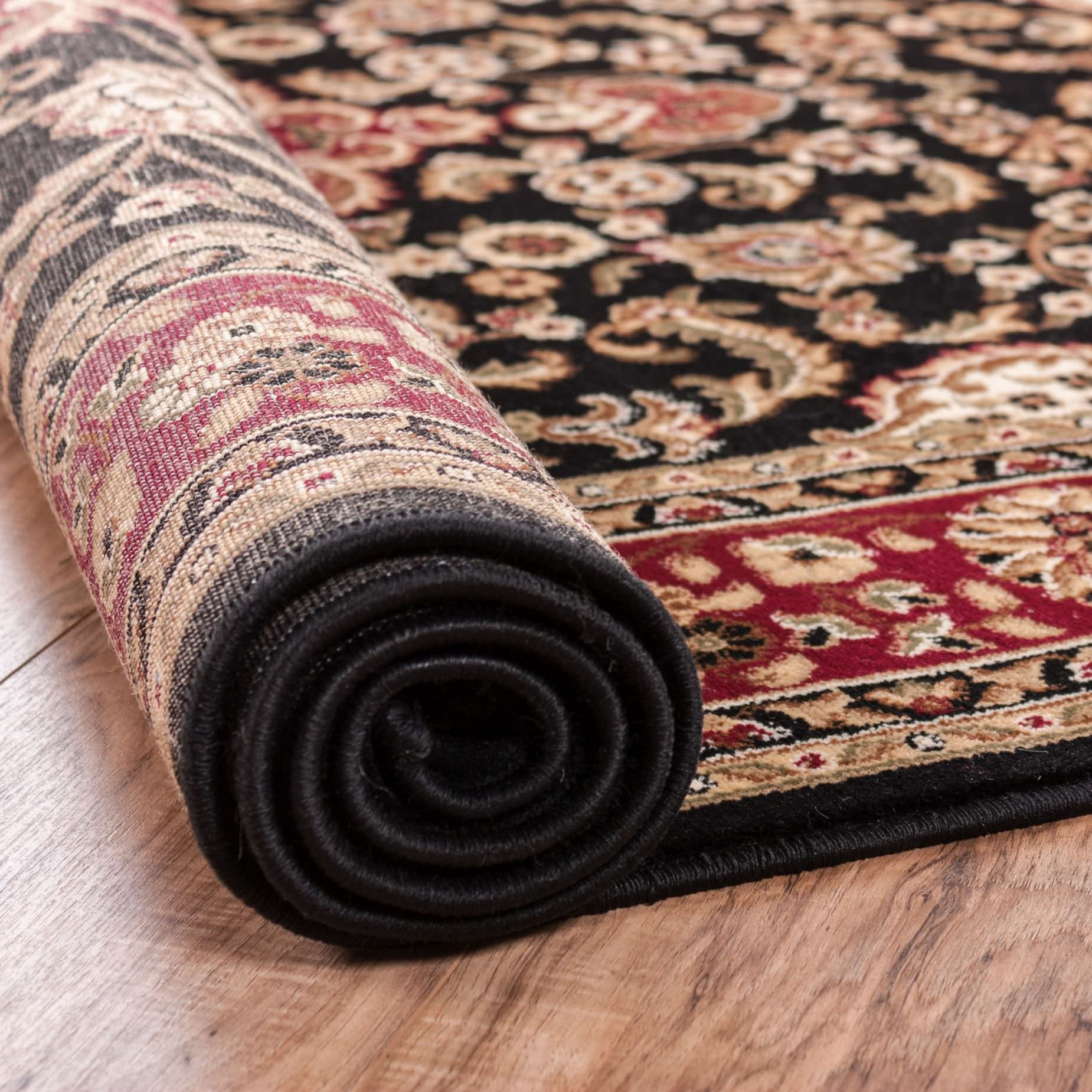 Well Woven Barclay Medallion Kashan Area Rug, Black, 2'3