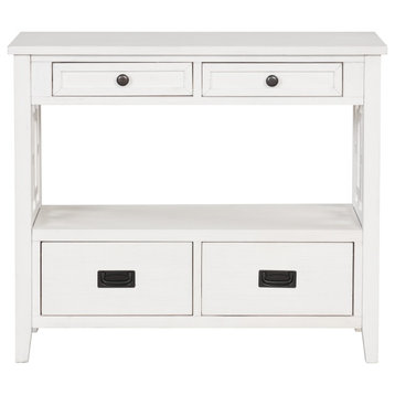 Gewnee Wood Console Table Entry Sofa Table, Antique White