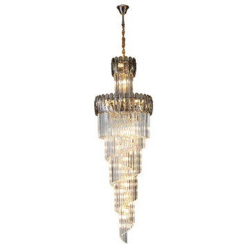 Le Cannet Luxury Spiral Crystal Chandelier For Stairway, Smoky Gray, 15.8''