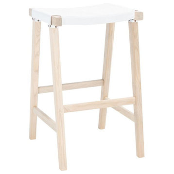 Jacoby Rectangle Barstool set of 2 White / Natural