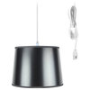 1-Light Plug In Swag Pendant Ceiling Light Black/Gold Shade