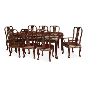 Arts And Crafts Oak Dining Table With 2 Leaves And 8 Dining Chairs