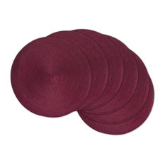 Round Woven Placemats, Set of 6, Metallic Wine