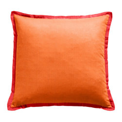 Orange Outdoor Pillow with Coral Flange - Outdoor Cushions And Pillows