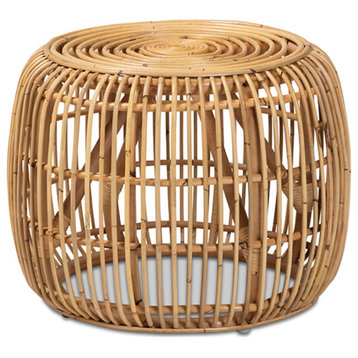 Baxton Studio Maverick Modern Bohemian Natural Brown Rattan End Table