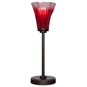 Luna 1-Light Table Lamp, Dark Granite/Fluted Raspberry Crystal