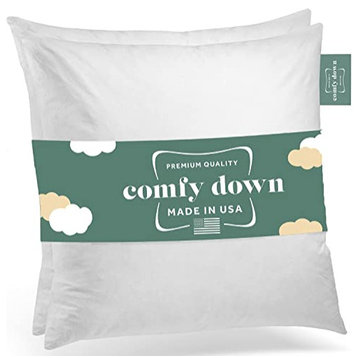 Set Of Two, Down Square Decorative Pillow Insert, 16" X 16"