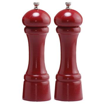 Chef Specialties Pro Series Pepper and Salt Mill Set, Red, 8"