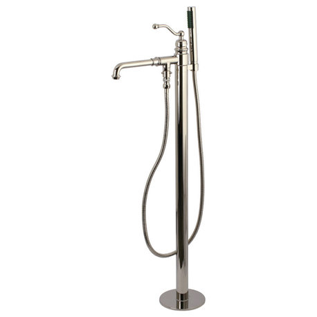 Kingston Brass Freestanding Tub Faucet With Hand Shower, Polished Nickel