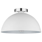 Globe Electric - Novogratz x Globe Brady 1-Light Matte White Semi-Flush Mount Ceiling Light - Simple and serene, the wide shade design of the Brady Flush Mount Ceiling Light offers an atmosphere of harmony for your home. The white shade is accented by chrome canopy to create a modern silhouette. Acting as a stunning neutral accent color, the white of the shade compliments any decor providing a super versatile light. Use it as a centerpiece in your living room, foyer or kitchen. The Novogratz and Globe Electric - lighting made easy.