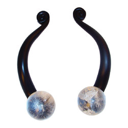 Myterra Gemstone Hardware - Gemstone 4" Cabinet Pull, Transparent Crystal Quartz Sphere - Cabinet And Drawer Handle Pulls