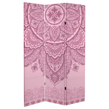 6' Tall Double Sided Pink Mandalas Canvas Room Divider