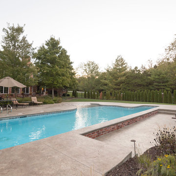 freeform beach entry with lap lane gunite pool